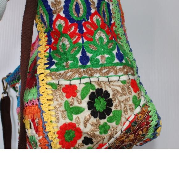 Imayin Bolso Jaffna Embroidered Patchwork Handle Crossbody Tote Colorful NWT - Picture 14 of 15